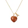 Valerie Chic Women's Brown / Gold Initial Letter Glittering Goldstone Heart Necklace In Multi