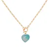 Valerie Chic Women's Gold / Blue Blue Agate Heart Transparent Necklace