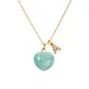 Valerie Chic Women's Gold / Blue Initial Letter Heart Amazonite Necklace In Blue