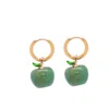 Valerie Chic Women's Gold / Green Apple Aventurine Hoop Earrings
