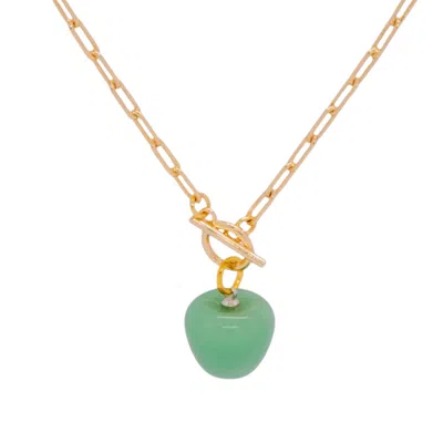 Valerie Chic Women's Gold / Green Apple Aventurine Necklace