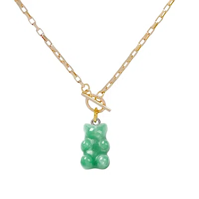 Valerie Chic Women's Gold / Green Aventurine Gummy Bear Vintage Style Necklace