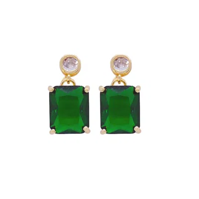 Valerie Chic Women's Gold / Green Crystal Emerald Earrings