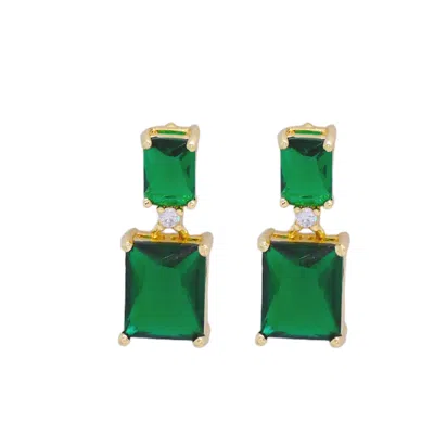 Valerie Chic Women's Gold / Green Emerald Earrings Drop