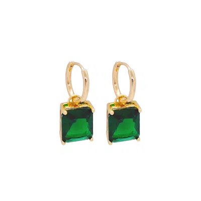 Valerie Chic Women's Gold / Green Emerald Earrings Hoop
