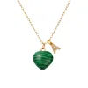 Valerie Chic Women's Gold / Green Initial Letter Malachite Heart Necklace In Multi