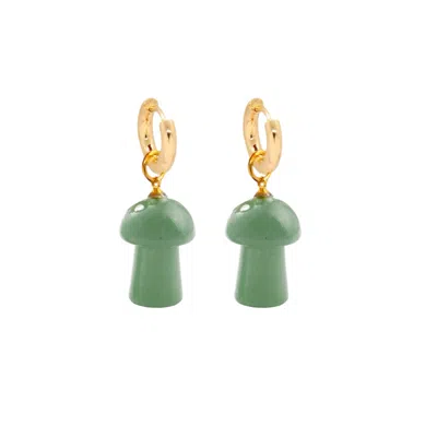 Valerie Chic Women's Gold / Green Mushroom Aventurine Earrings