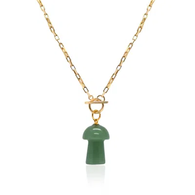 Valerie Chic Women's Gold / Green Mushroom Aventurine Necklace Vintage Style
