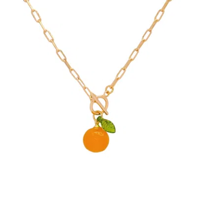 Valerie Chic Women's Gold / Orange Orange Agate Necklace 18k Gold In Multi