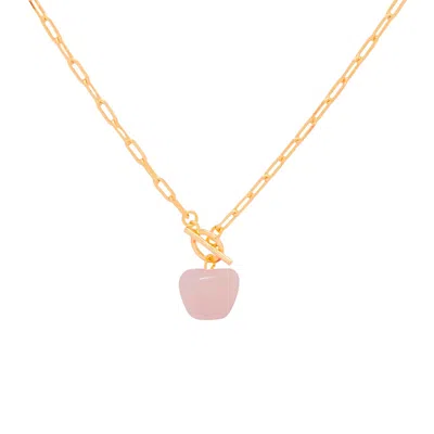Valerie Chic Women's Gold / Pink Apple Rose Quartz Necklace In Multi
