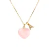 Valerie Chic Women's Gold / Pink Initial Letter Heart Rose Quartz Necklace In Multi