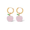 Valerie Chic Women's Gold / Pink / Purple Apple Rose Quartz Hoop Earrings