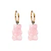 Valerie Chic Women's Gold / Pink / Purple Rose Quartz Gummy Bear Earrings