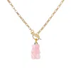 Valerie Chic Women's Gold / Pink / Purple Rose Quartz Gummy Bear Vintage Style Necklace