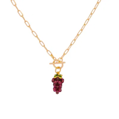 Valerie Chic Women's Gold / Purple Grape Garnet Stone Necklace 18k Gold In Multi