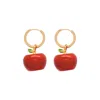 Valerie Chic Women's Gold / Red Apple Jasper Hoop Earrings