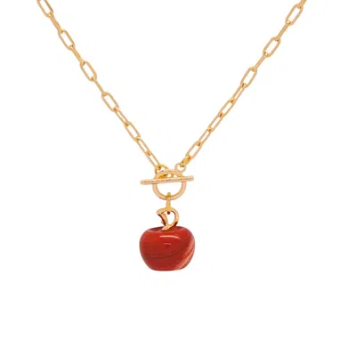 Valerie Chic Women's Gold / Red Apple Jasper Necklace In Multi