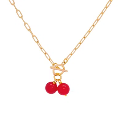 Valerie Chic Women's Gold / Red Cherry Red Chalcedony Necklace