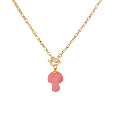 Valerie Chic Women's Gold / Red Mushroom Cherry Quartz Necklace 18k Gold In Multi