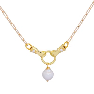 Valerie Chic Women's Gold / White Hand Baroque Pearl Necklace 18k Gold