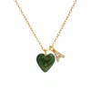Valerie Chic Women's Green / Gold Initial Letter Emerald Sparkle Heart Necklace In Green