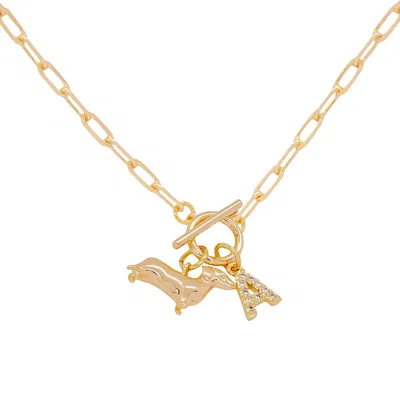 Valerie Chic Women's Initial Letter Dog Necklace 18k Gold