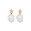 Valerie Chic Women's White / Gold Baroque Pearl Star Earrings 18k Gold