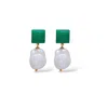 Valerie Chic Women's White / Gold / Green Green Jade Baroque Pearl Earrings