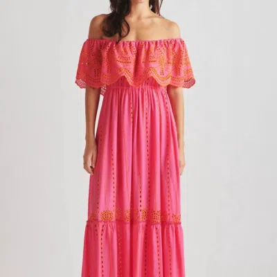 Valerie Khalfon Dreamer Embroidered Maxi Dress In Pink
