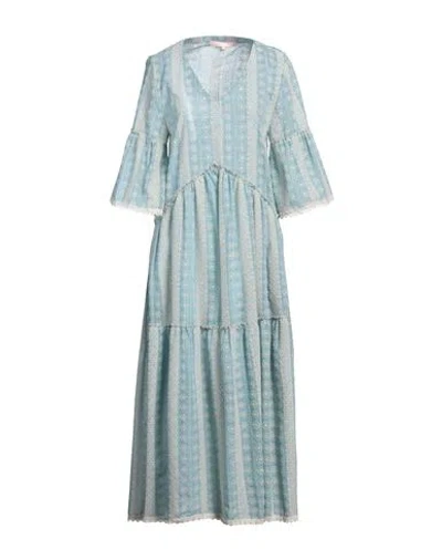 Valerie Khalfon Woman Maxi Dress Light Blue Size 6 Cotton