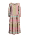 Valerie Khalfon Woman Midi Dress Antique Rose Size 10 Cotton, Viscose, Acetate, Polyimide In Pink
