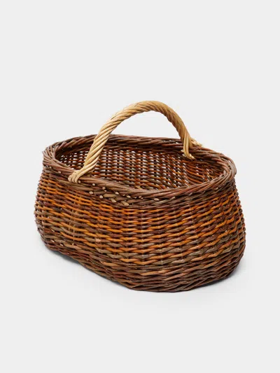 Valérie Lavaure Handwoven Willow Mushroom Basket  Abask Luxury Gift In Brown