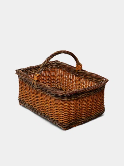 Valérie Lavaure Handwoven Willow Rectangular Basket  Abask Luxury Gift In Brown