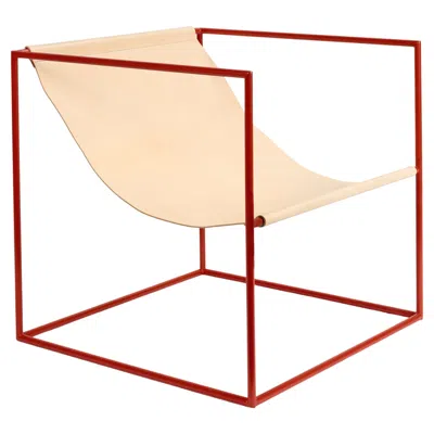 Pre-owned Valerie Objects Contemporary Leather Lounge Chair 'solo Seat' By Muller Van Severen, Red Frame