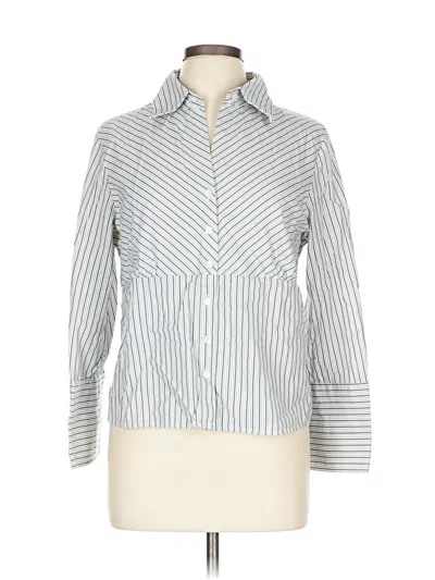 Pre-owned Valerie Separates Long Sleeve Button Down Shirt In Silver
