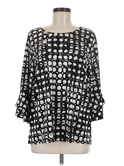 Pre-owned Valerie Stevens 3/4 Sleeve Blouse In Black