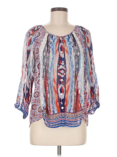 Pre-owned Valerie Stevens 3/4 Sleeve Blouse In Blue