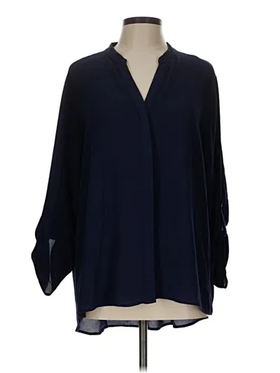 Pre-owned Valerie Stevens 3/4 Sleeve Blouse In Blue
