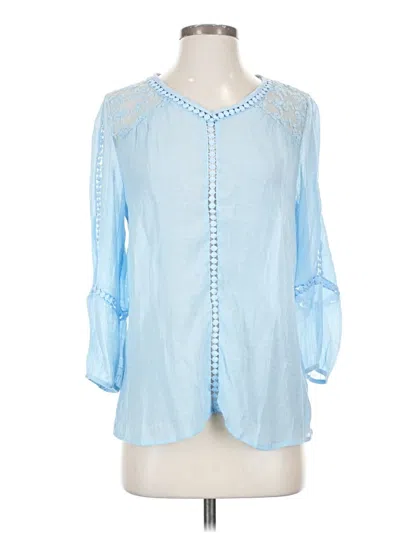 Pre-owned Valerie Stevens 3/4 Sleeve Blouse In Blue