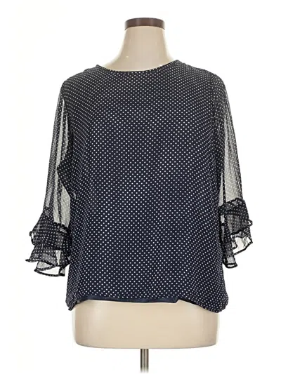 Pre-owned Valerie Stevens 3/4 Sleeve Blouse In Blue