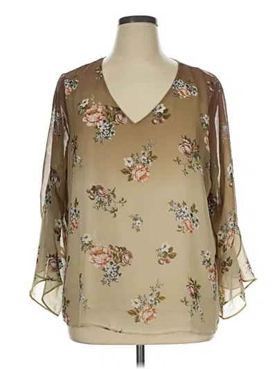 Pre-owned Valerie Stevens 3/4 Sleeve Blouse In Brown