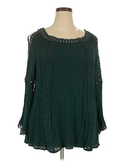 Pre-owned Valerie Stevens 3/4 Sleeve Blouse In Green