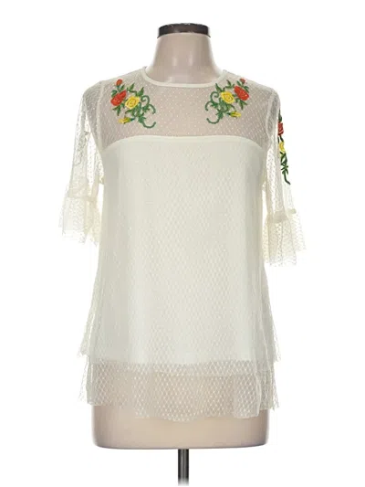 Pre-owned Valerie Stevens 3/4 Sleeve Blouse In Ivory
