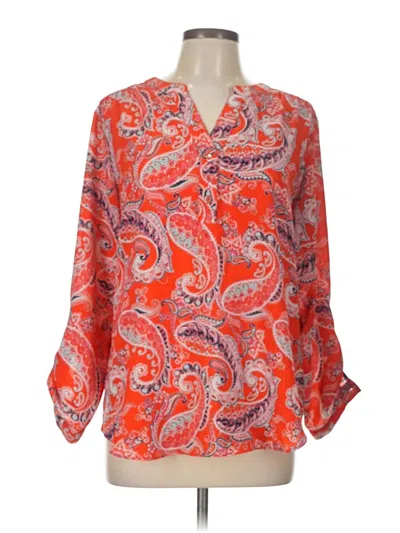 Pre-owned Valerie Stevens 3/4 Sleeve Blouse In Orange