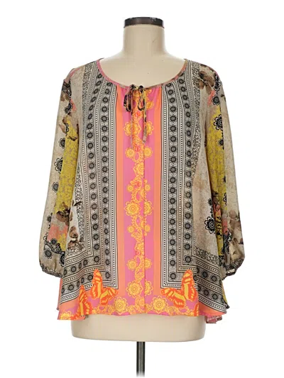 Pre-owned Valerie Stevens 3/4 Sleeve Blouse In Orange