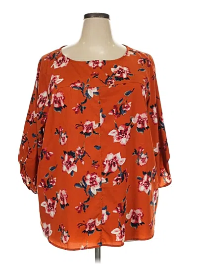 Pre-owned Valerie Stevens 3/4 Sleeve Blouse In Orange