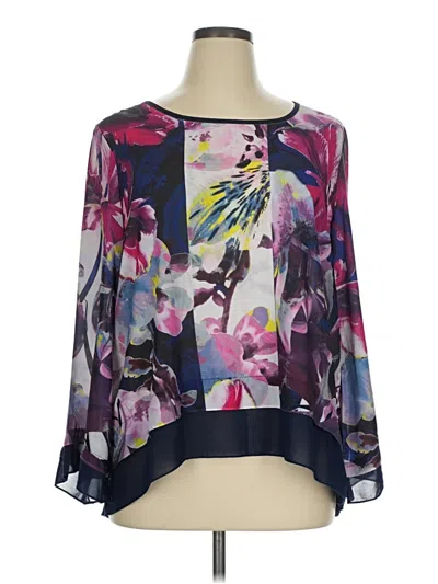 Pre-owned Valerie Stevens 3/4 Sleeve Blouse In Purple