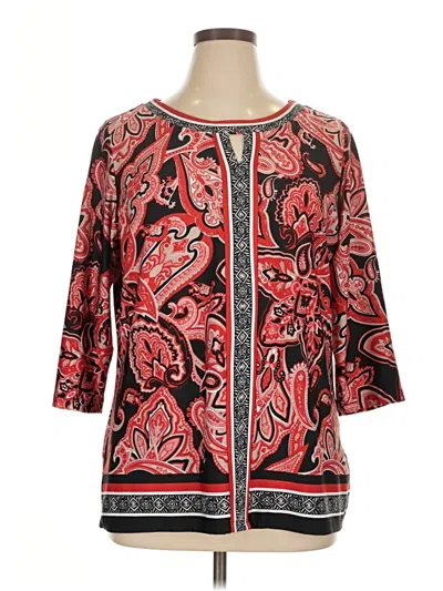 Pre-owned Valerie Stevens 3/4 Sleeve Blouse In Red
