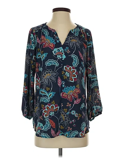 Pre-owned Valerie Stevens 3/4 Sleeve Blouse In Teal
