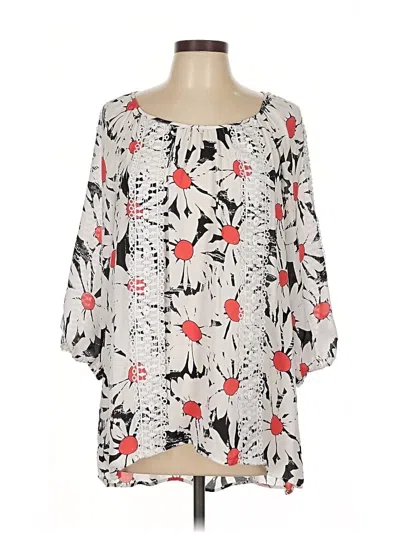 Pre-owned Valerie Stevens 3/4 Sleeve Blouse In White